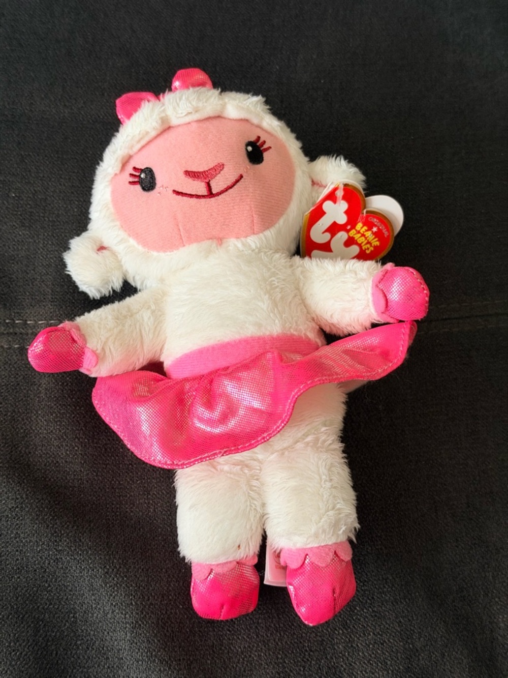 Ty Pink and White Lamb Ballerina Plush